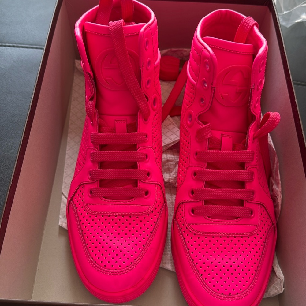 Neon Hot pink Gucci sneakers